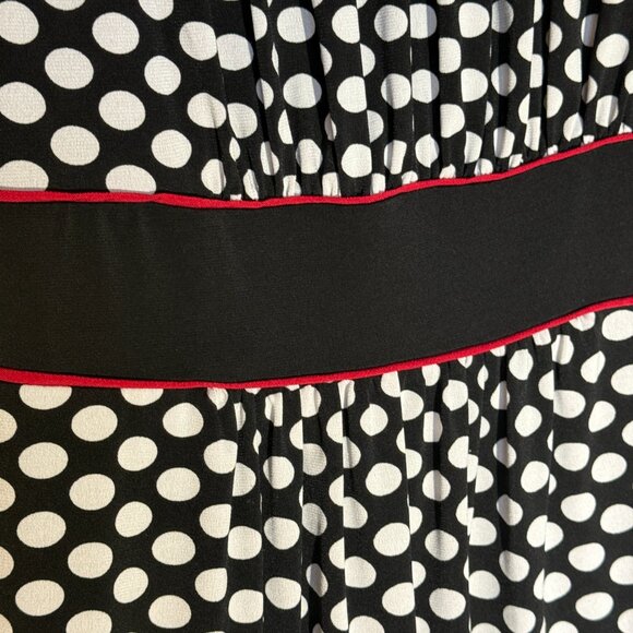 Enfocus Studio Black/White Polka Dot Sleeveless A-Line Dress Red Trim Size 8 - Picture 6 of 7